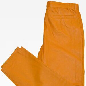 Men’s Double Pleated Open Length Leather Dress Pants Slacks Trousers